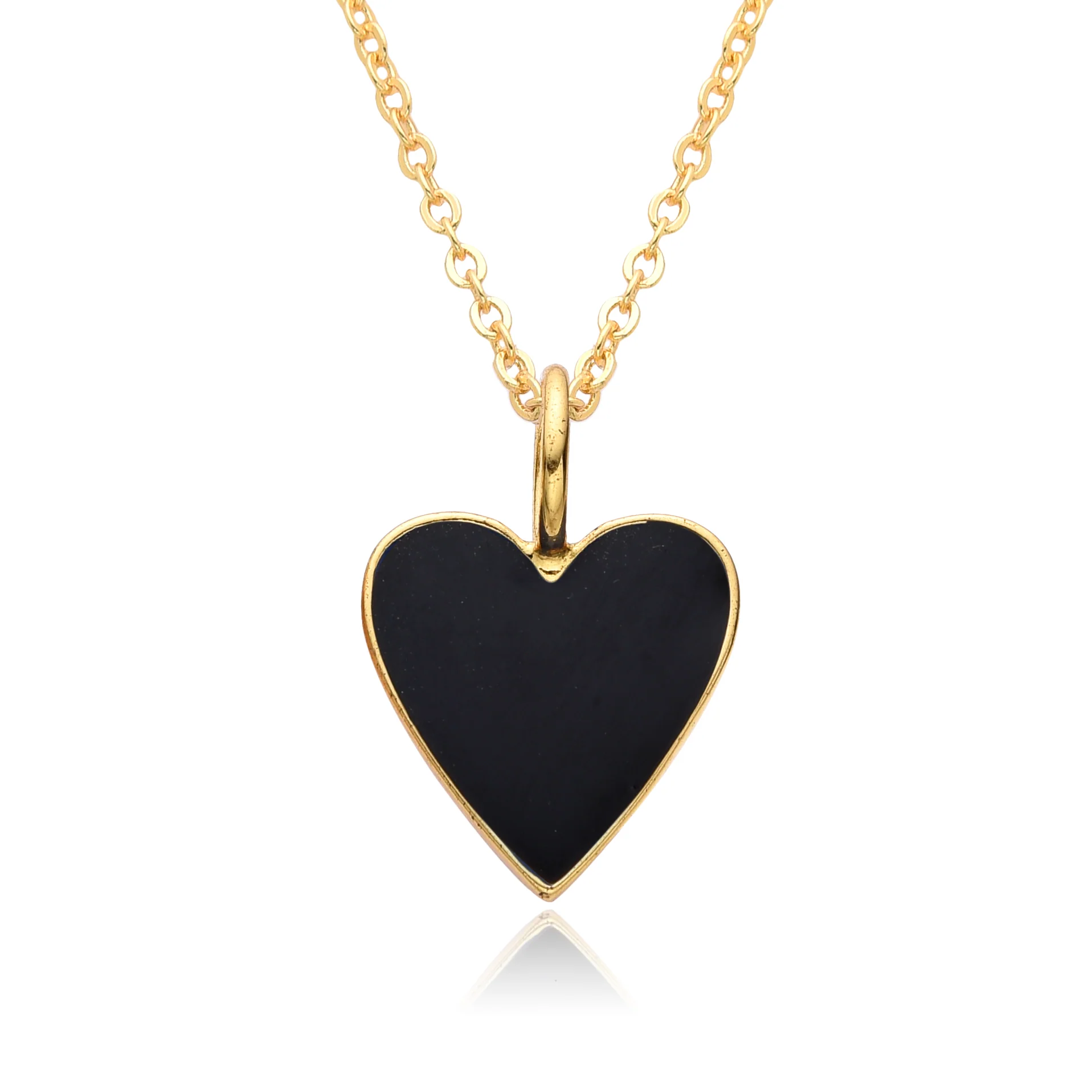 Gold Enamel Heart Pendant Necklace - Image 8
