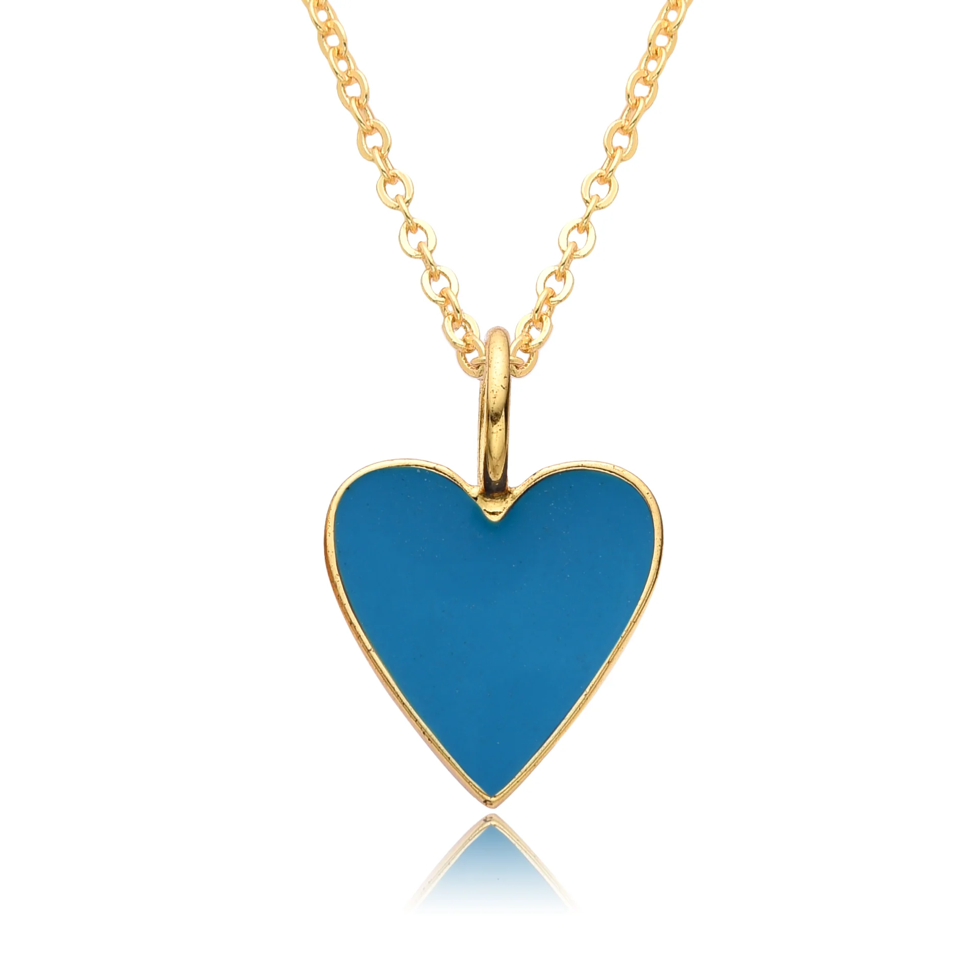Gold Enamel Heart Pendant Necklace - Image 9