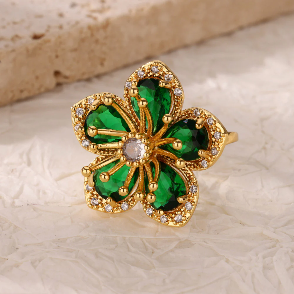 Gold Floral Adjustable Ring - Image 12