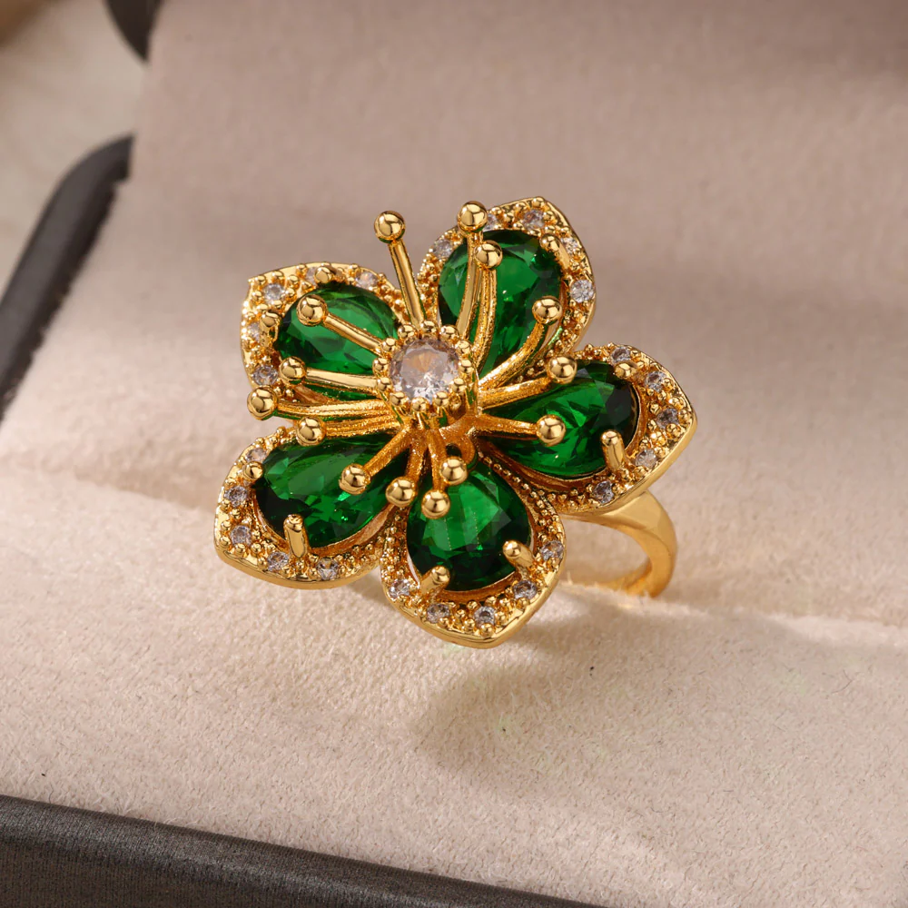 Gold Floral Adjustable Ring - Image 14