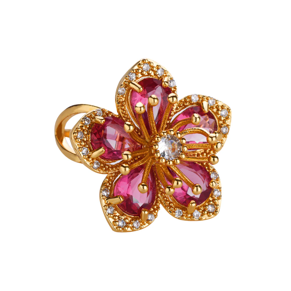 Gold Floral Adjustable Ring - Image 4