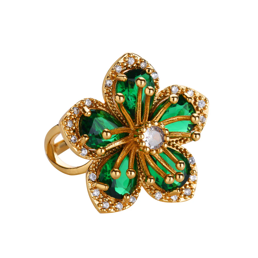 Gold Floral Adjustable Ring - Image 5