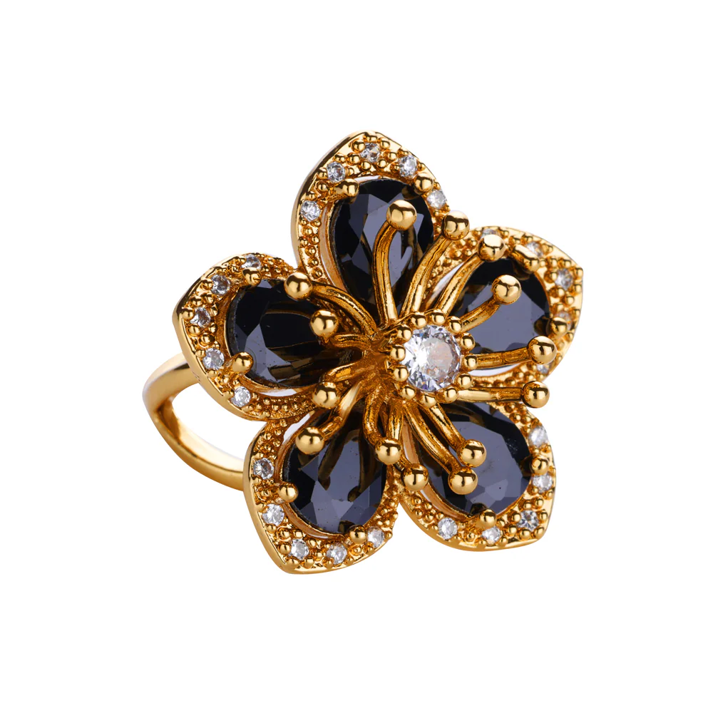 Gold Floral Adjustable Ring - Image 6
