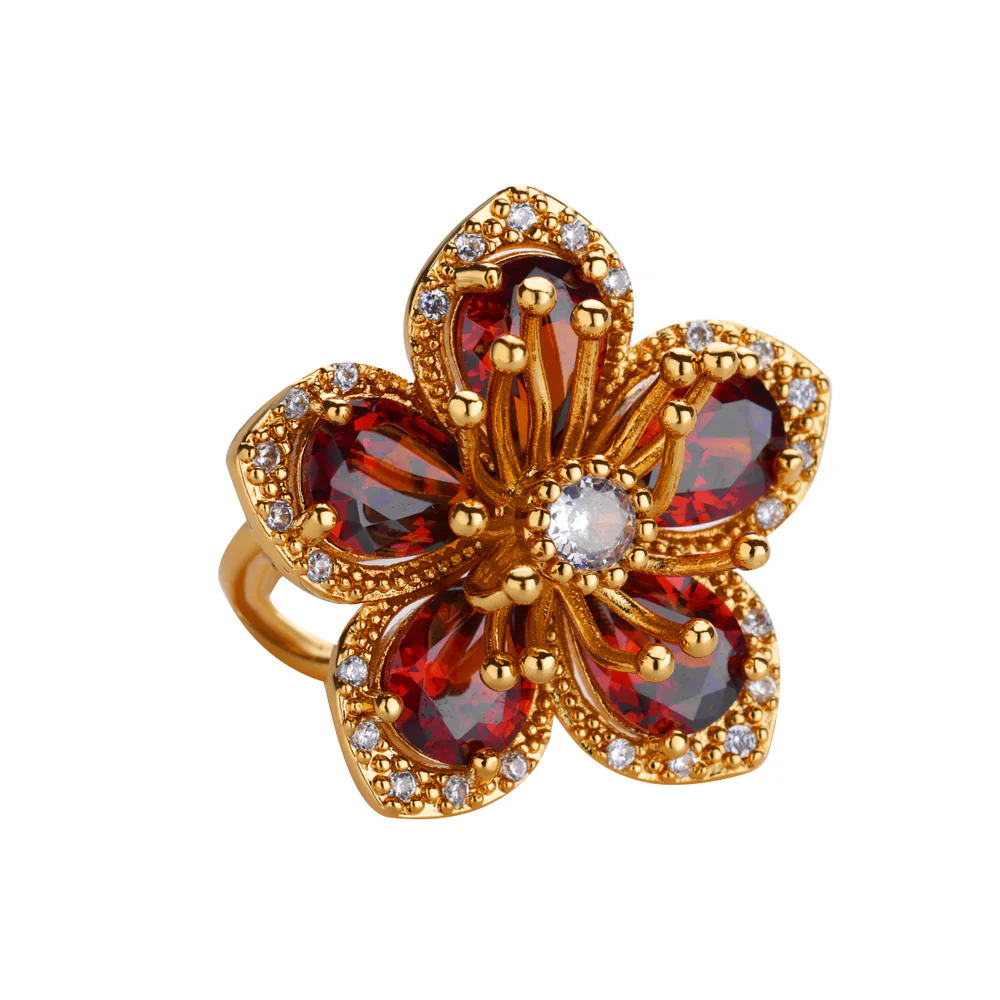 Gold Floral Adjustable Ring - Image 7