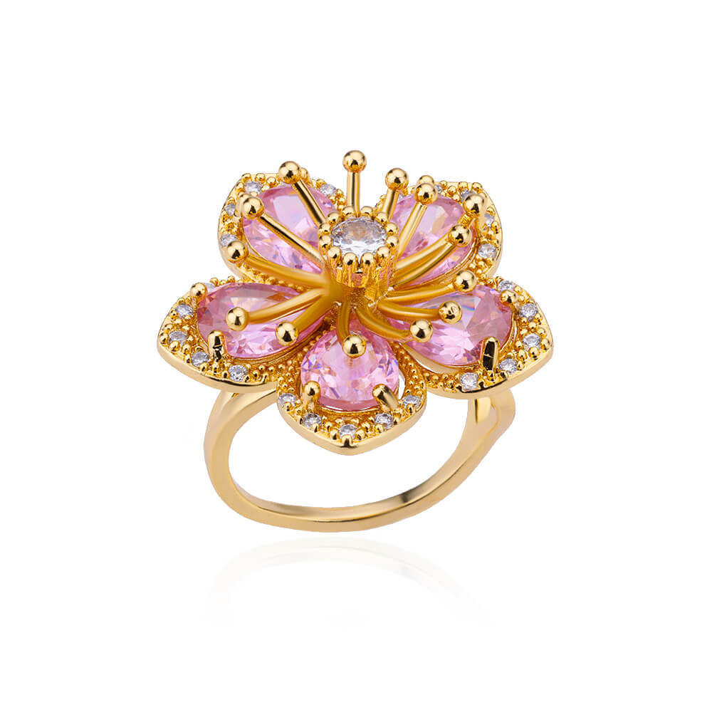 Gold Floral Adjustable Ring - Image 8