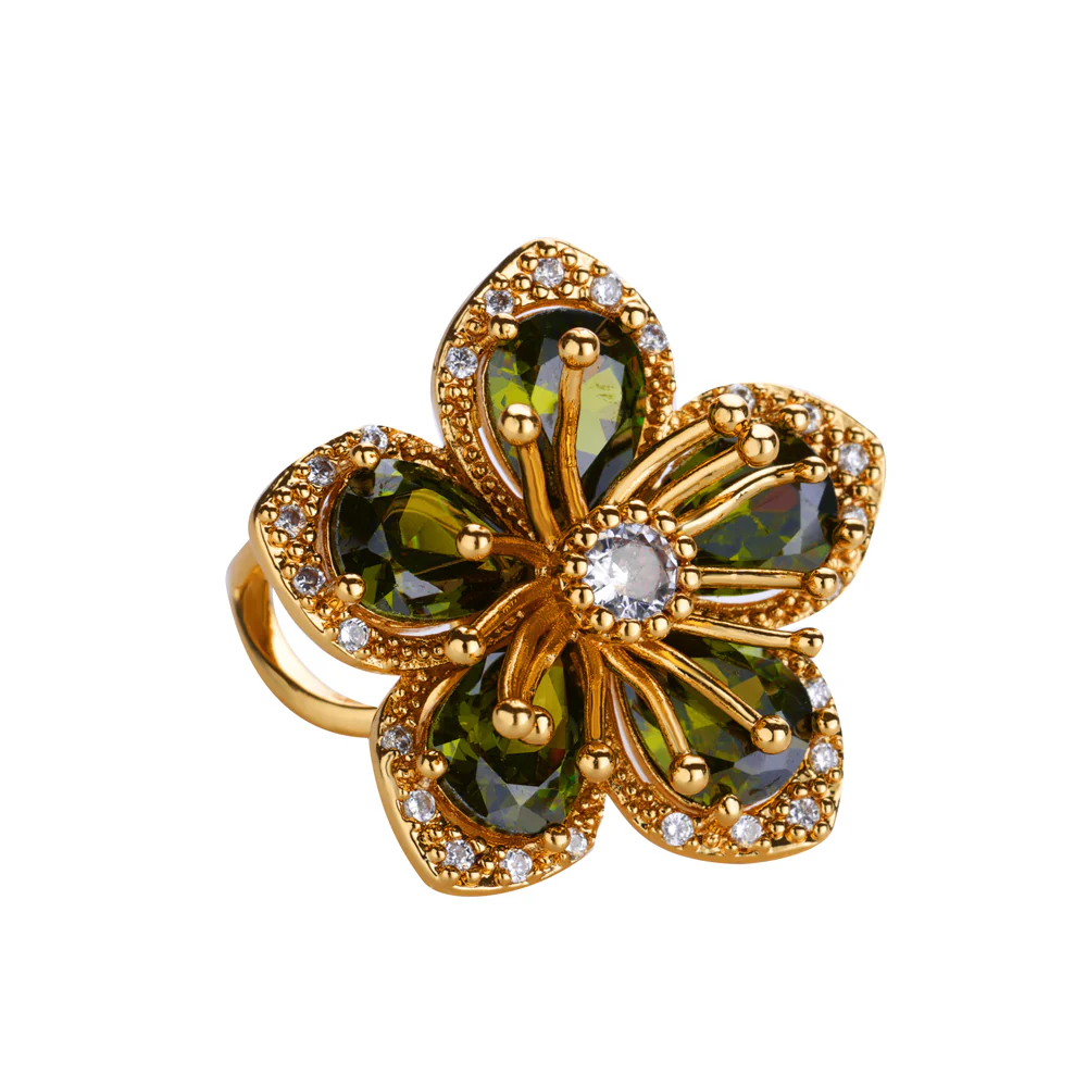 Gold Floral Adjustable Ring - Image 9
