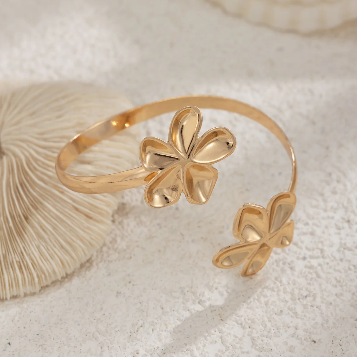 Gold Floral Arm Cuff Bracelet - Image 3