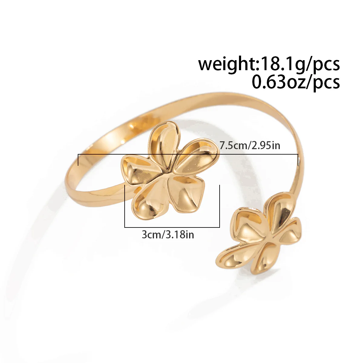 Gold Floral Arm Cuff Bracelet - Image 4