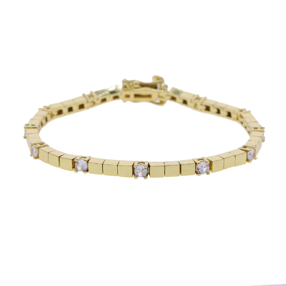 Gold Geometric Tennis Bracelet - Image 2