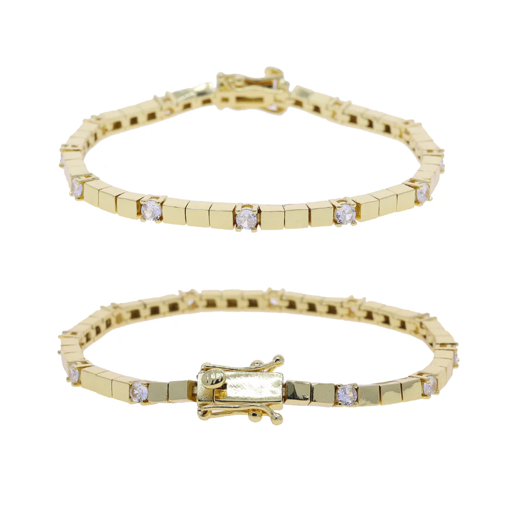 Gold Geometric Tennis Bracelet - Image 4