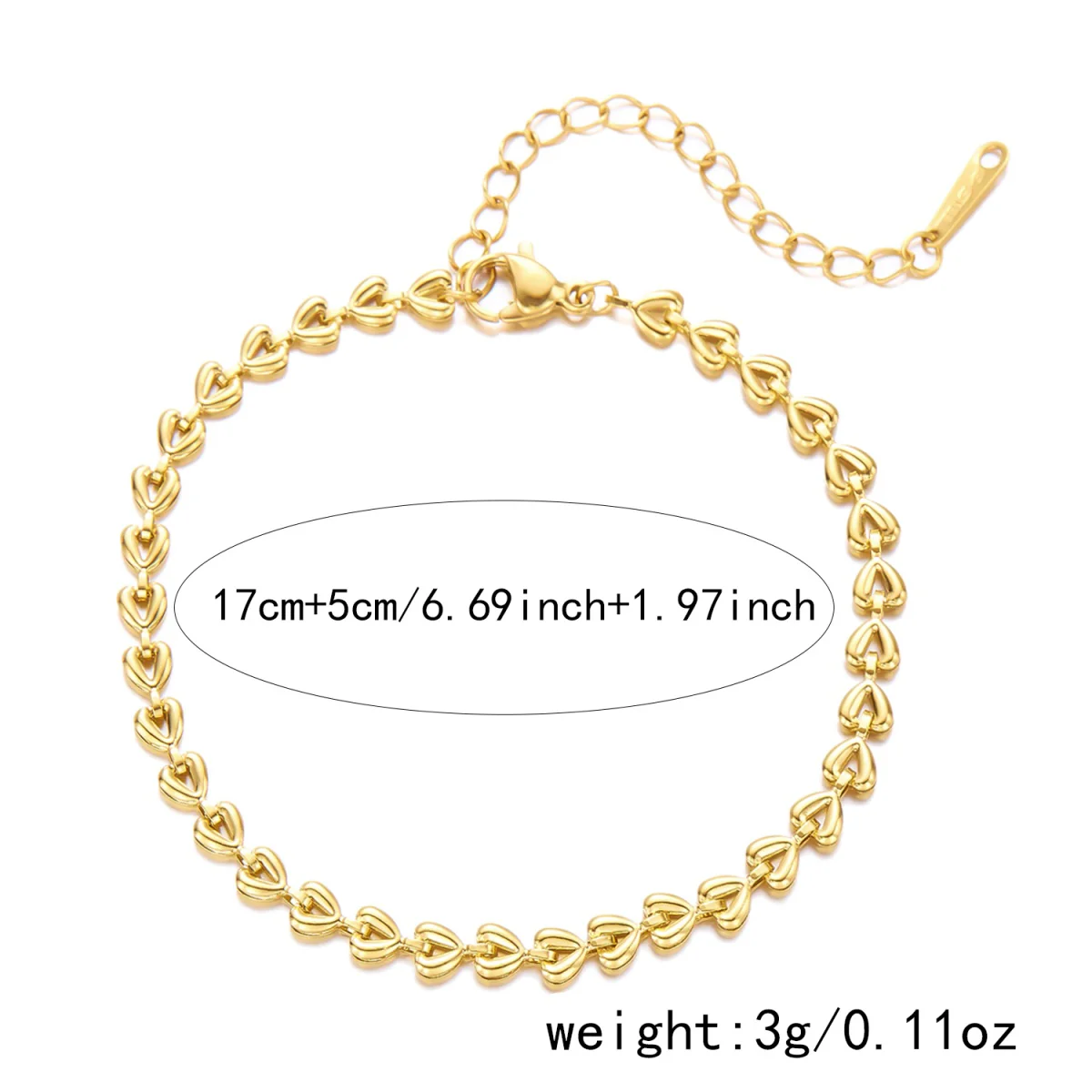 Gold Heart Link Bracelet - Image 4