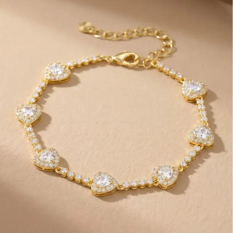 Gold Heart Tennis Bracelet - Image 2