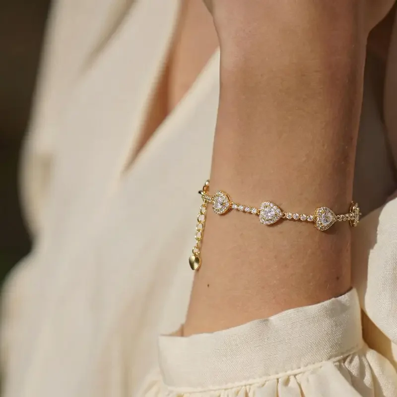 Gold Heart Tennis Bracelet - Image 3