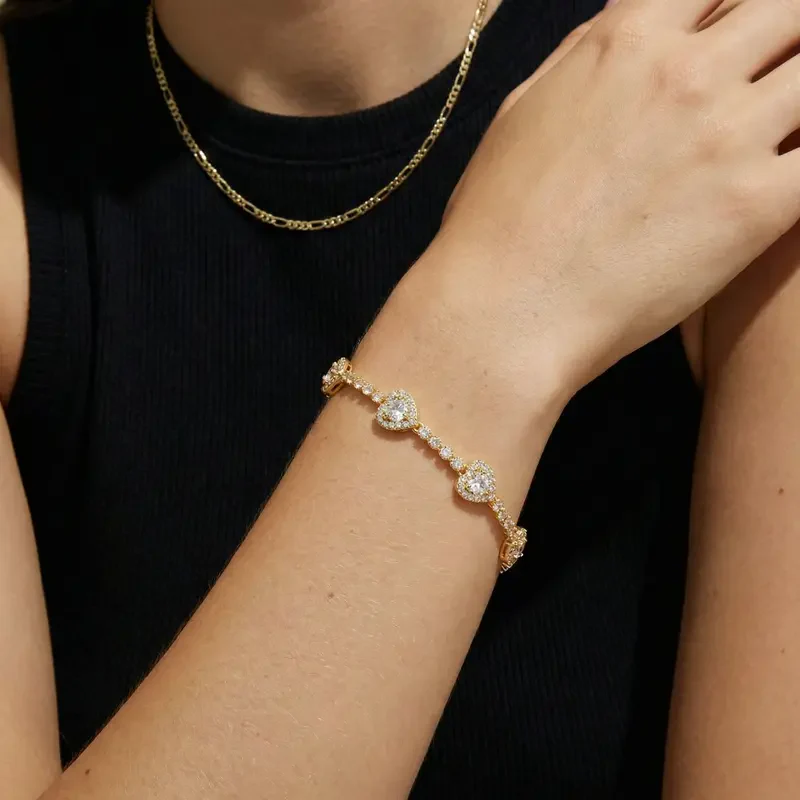 Gold Heart Tennis Bracelet - Image 4