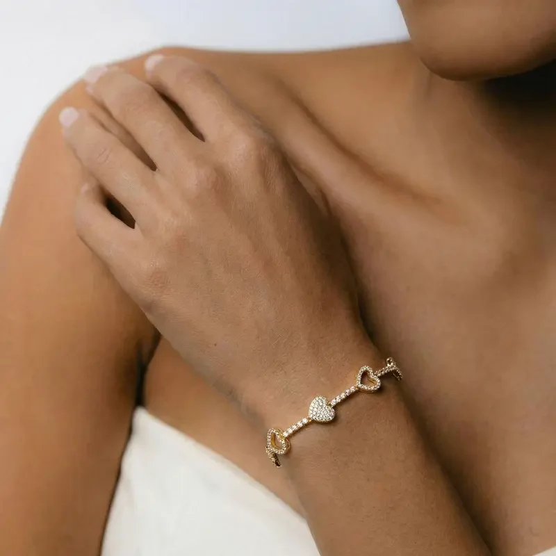 Gold Heart Tennis Bracelet - Image 5