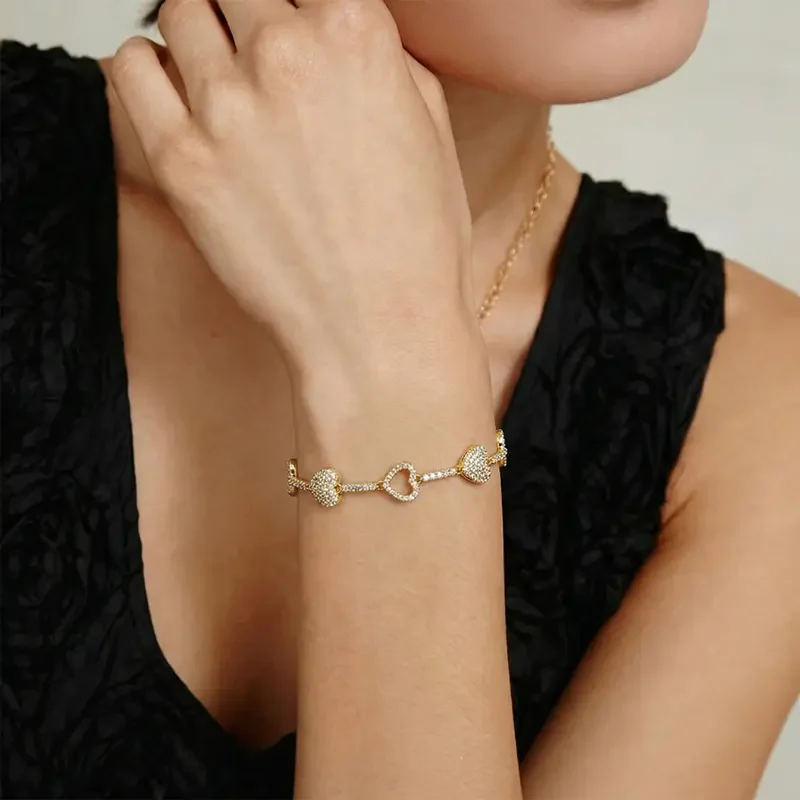 Gold Heart Tennis Bracelet - Image 6