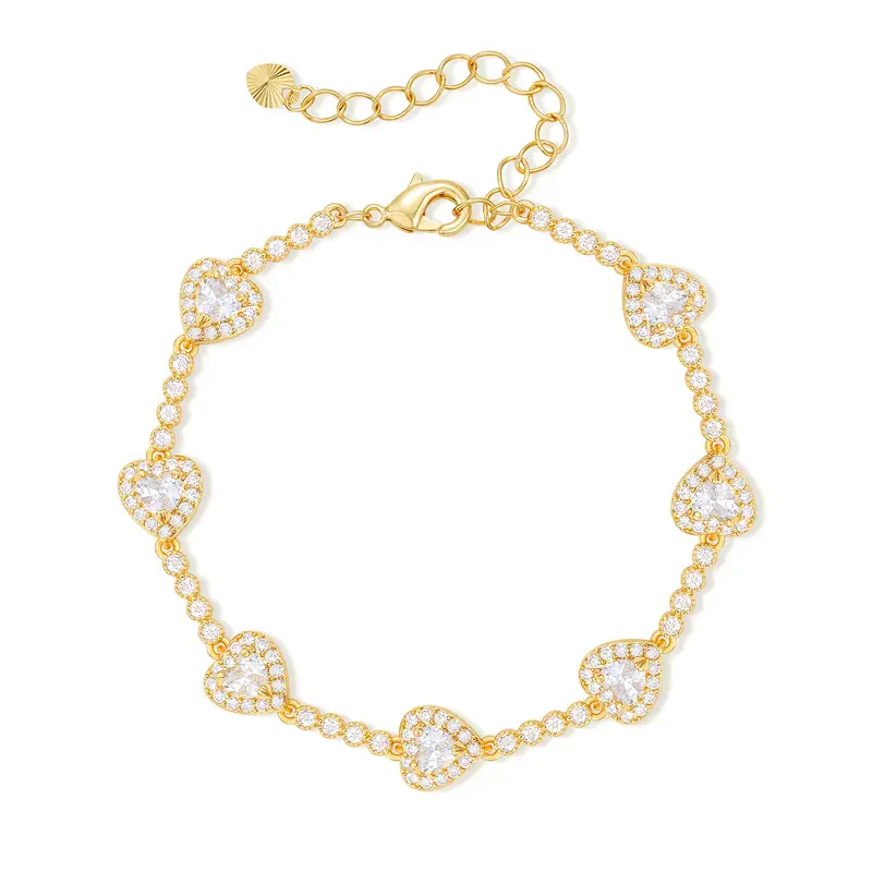 Gold Heart Tennis Bracelet - Image 7
