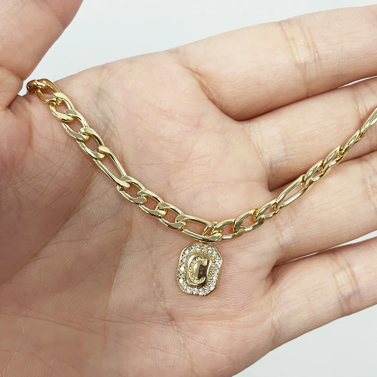 Gold Initial Charm Chain Bracelet - Image 2