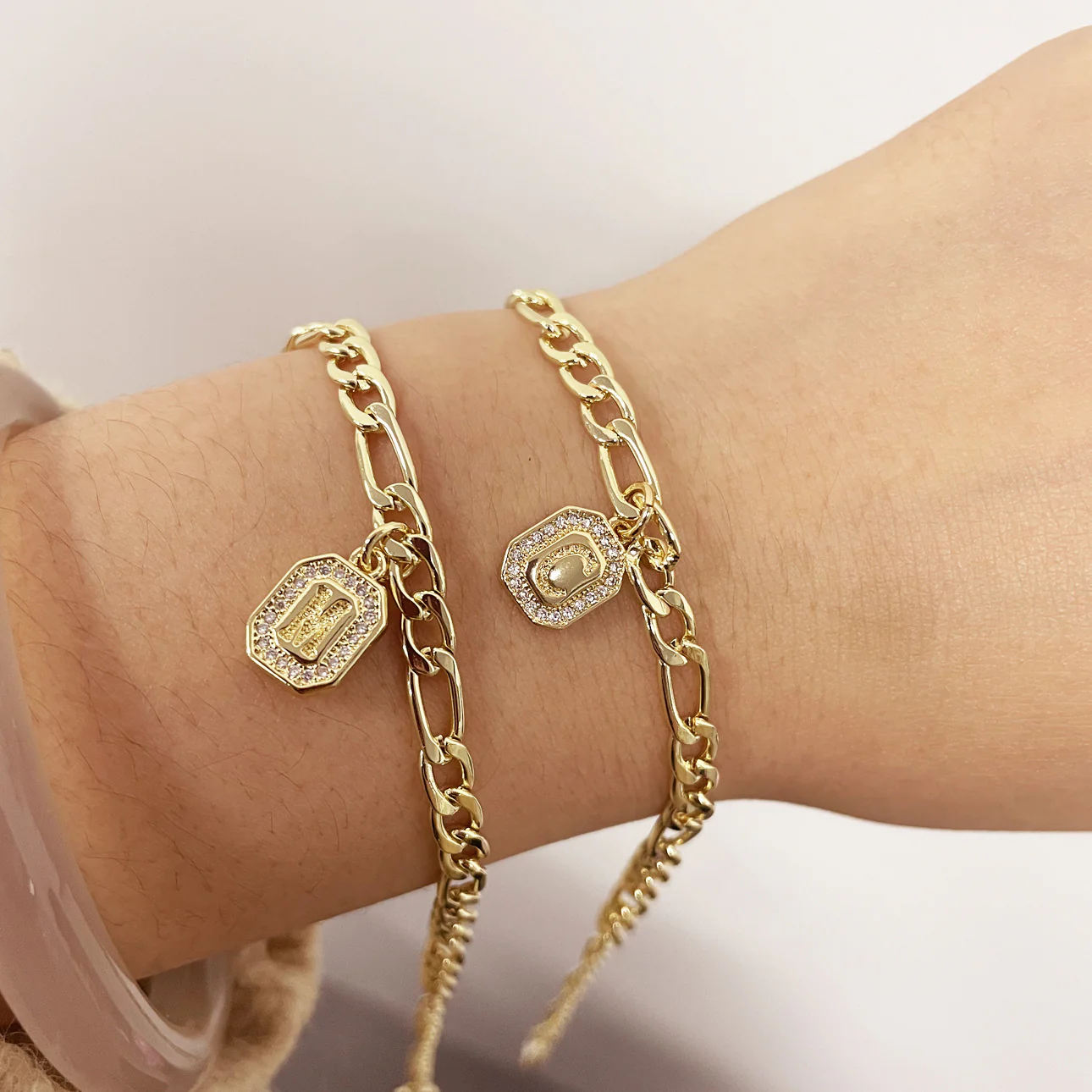 Gold Initial Charm Chain Bracelet - Image 6