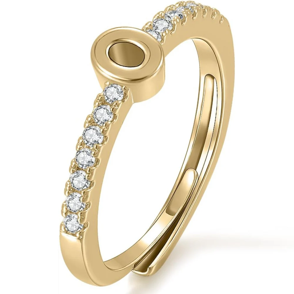 Gold Initial Letter Adjustable Ring - Image 15
