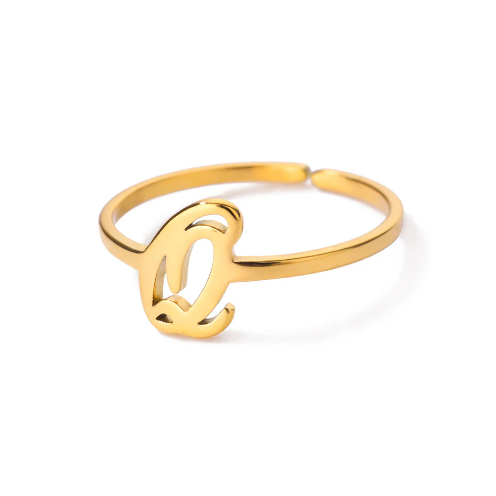 Gold Initial Letter Ring - Image 11
