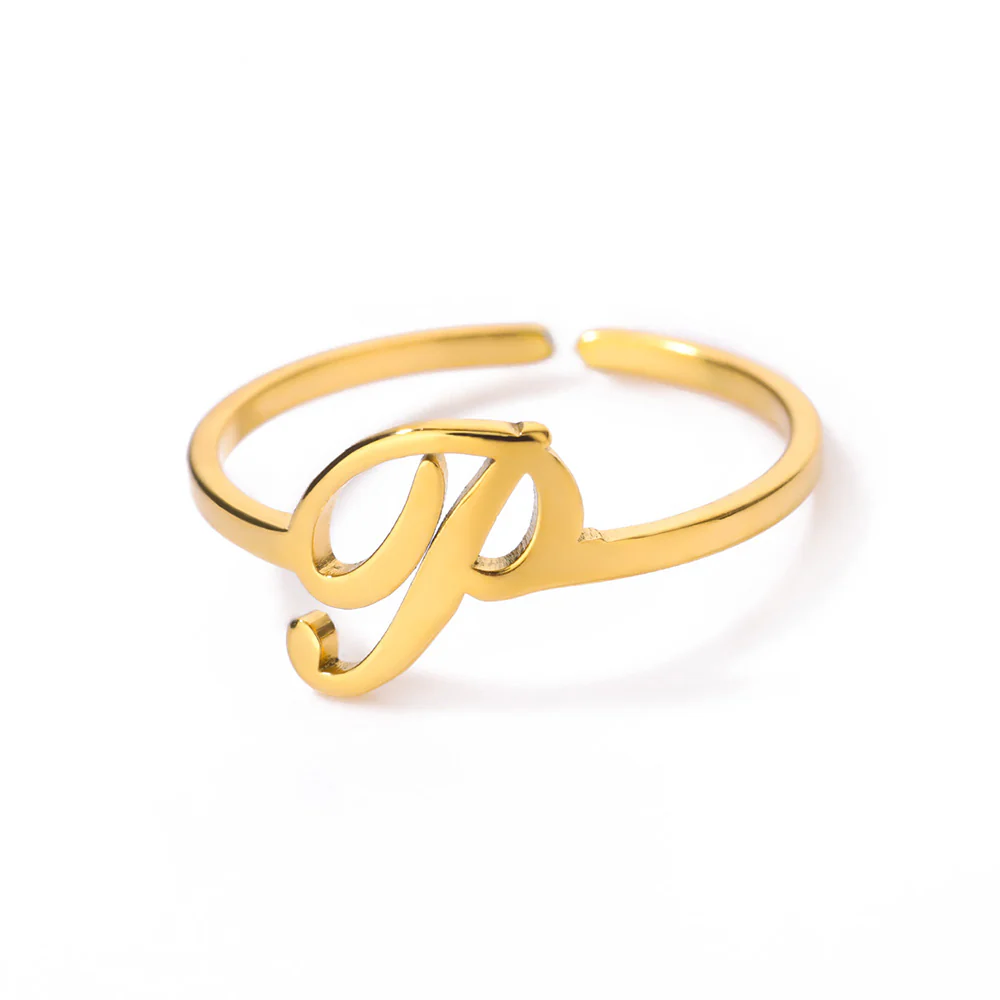 Gold Initial Letter Ring - Image 12