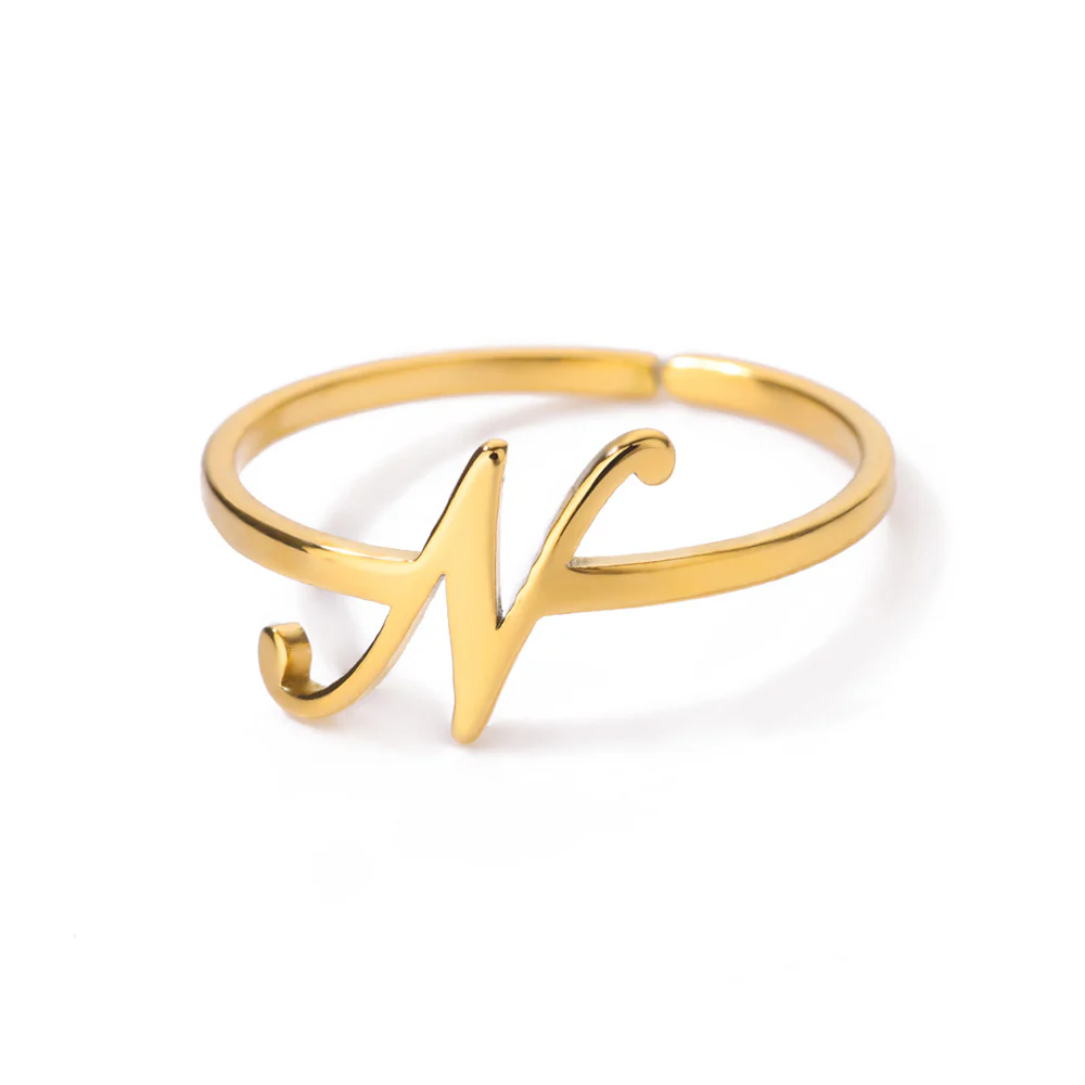 Gold Initial Letter Ring - Image 14