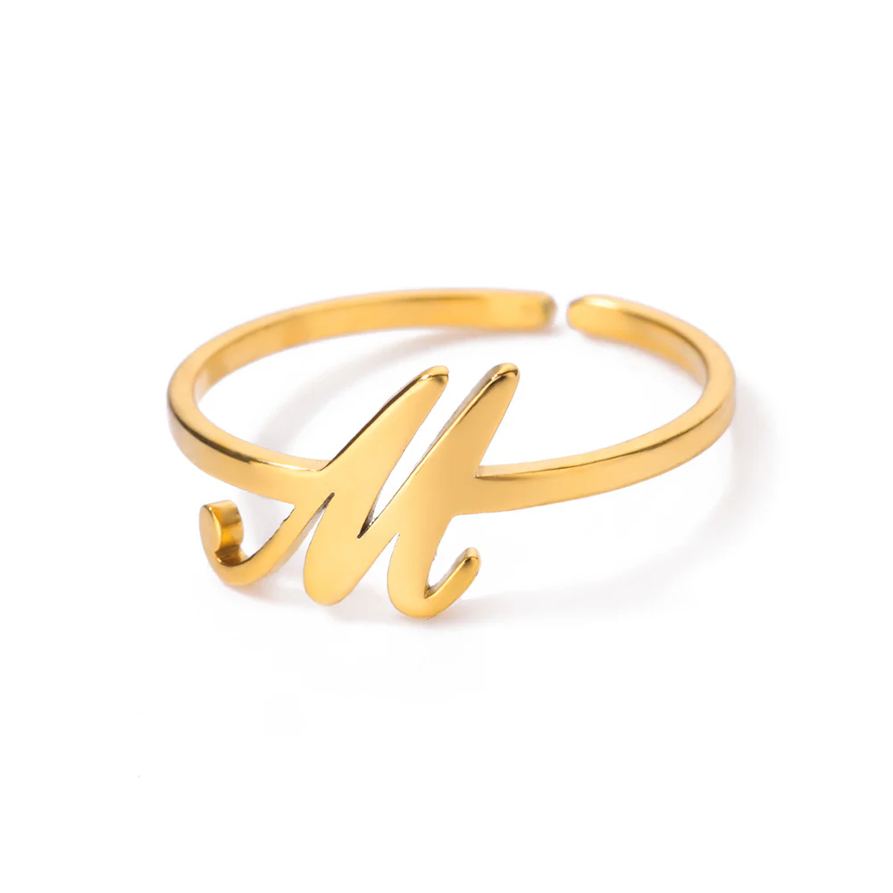 Gold Initial Letter Ring - Image 15