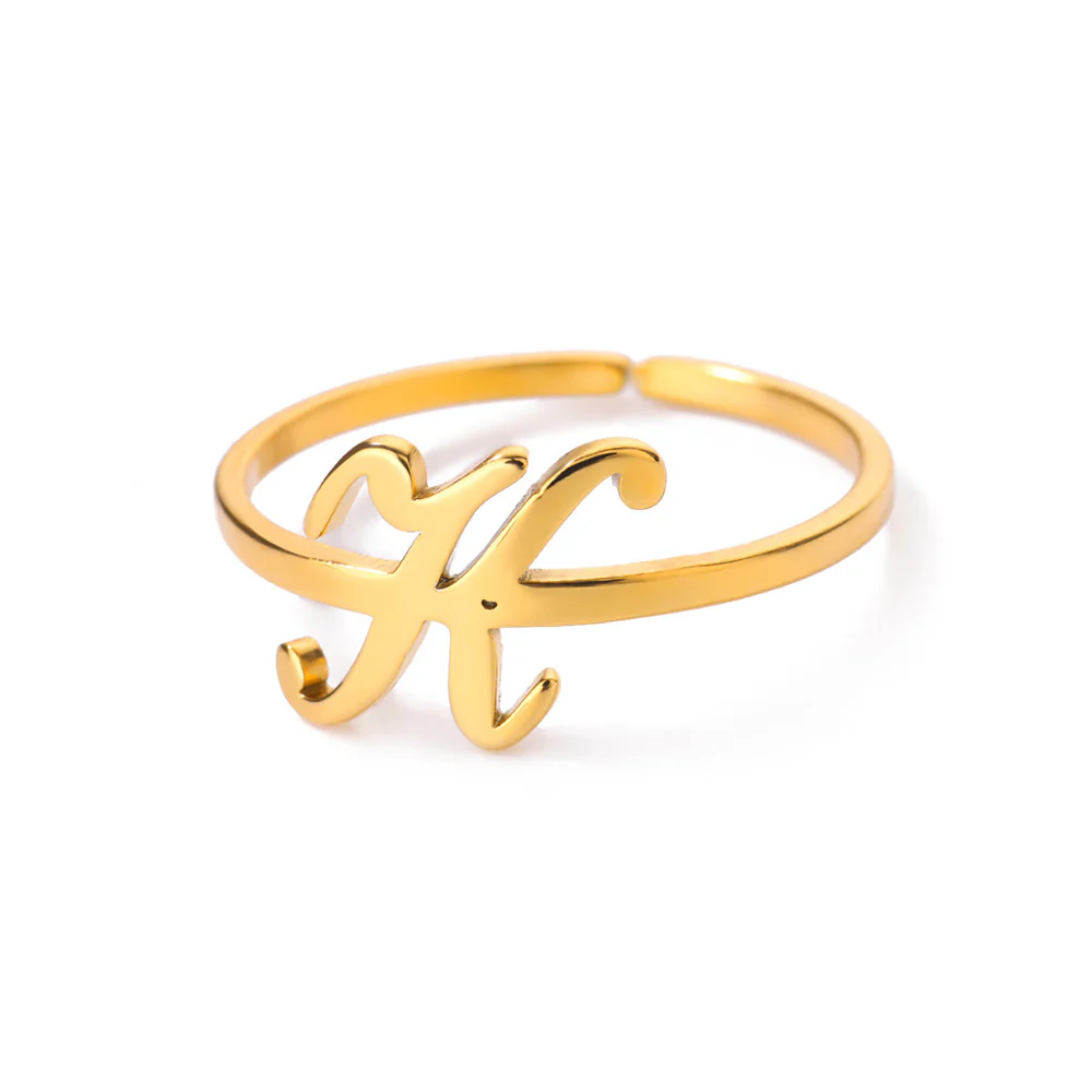 Gold Initial Letter Ring - Image 16