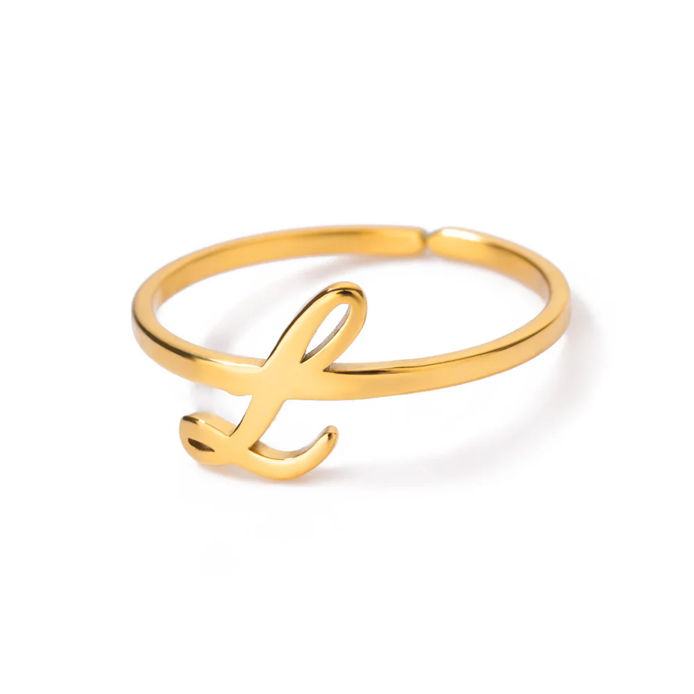 Gold Initial Letter Ring - Image 17