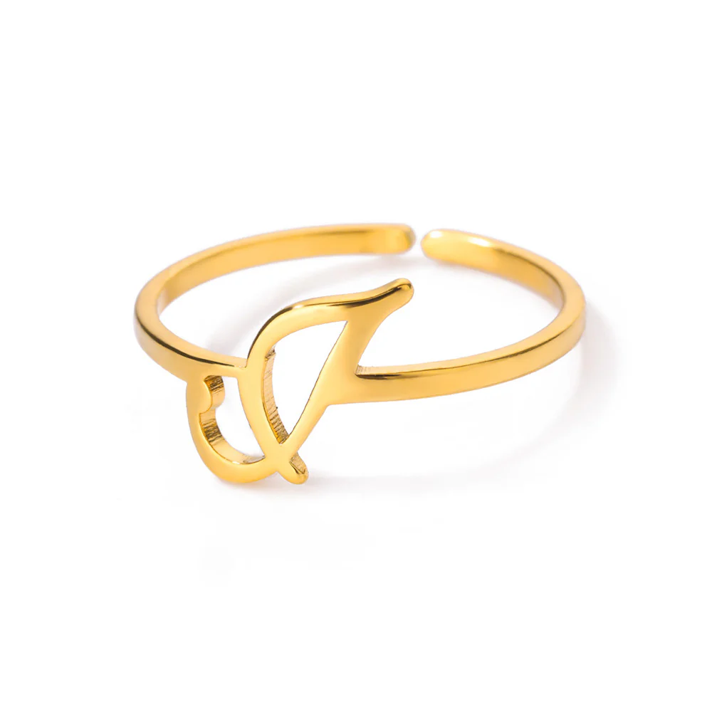 Gold Initial Letter Ring - Image 18