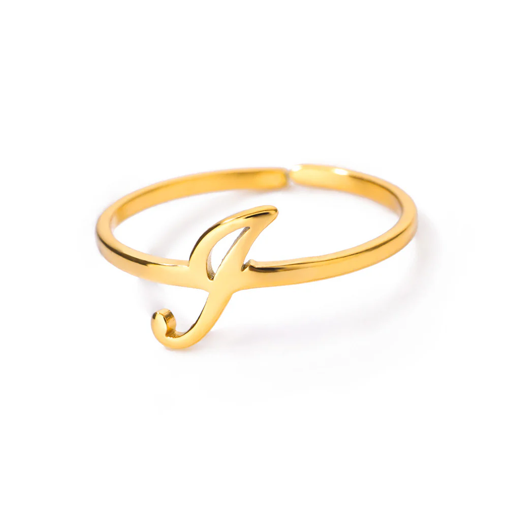 Gold Initial Letter Ring - Image 19