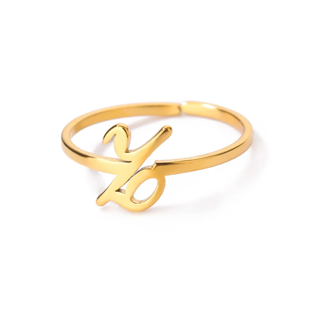 Gold Initial Letter Ring - Image 2