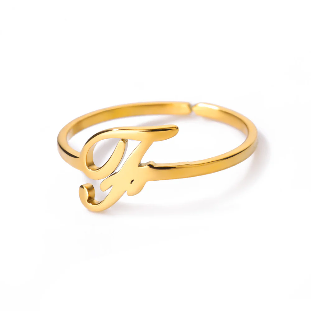 Gold Initial Letter Ring - Image 22