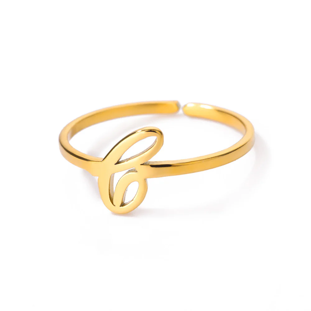 Gold Initial Letter Ring - Image 25