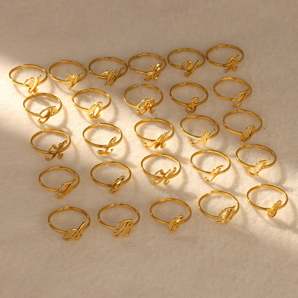 Gold Initial Letter Ring - Image 28