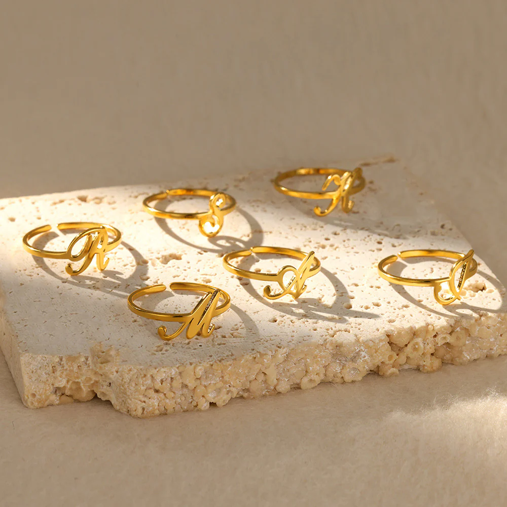 Gold Initial Letter Ring - Image 29
