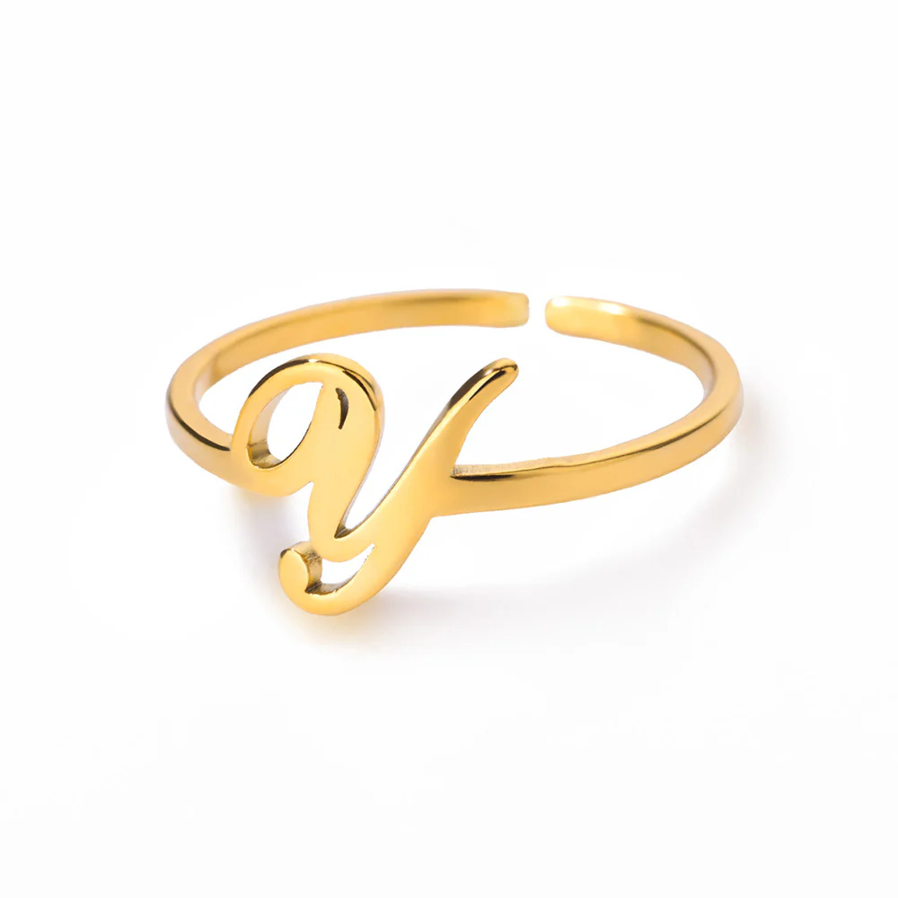 Gold Initial Letter Ring - Image 3