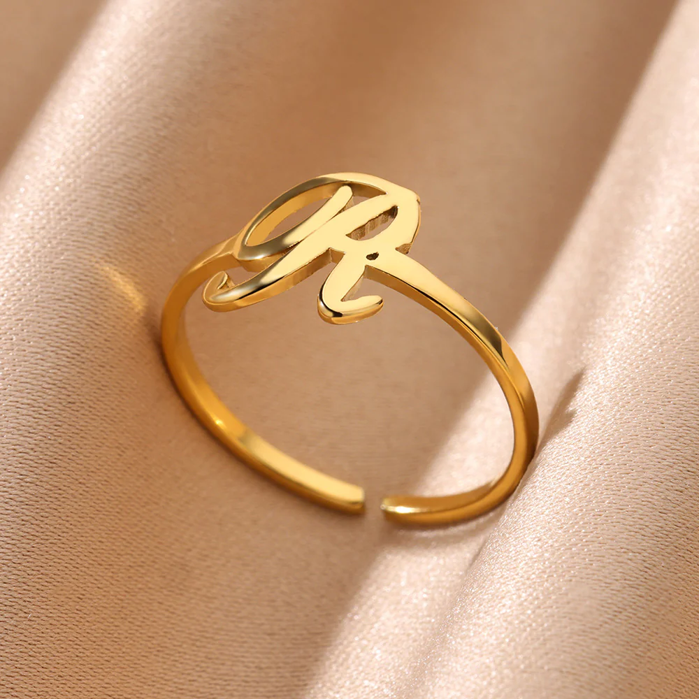 Gold Initial Letter Ring - Image 31