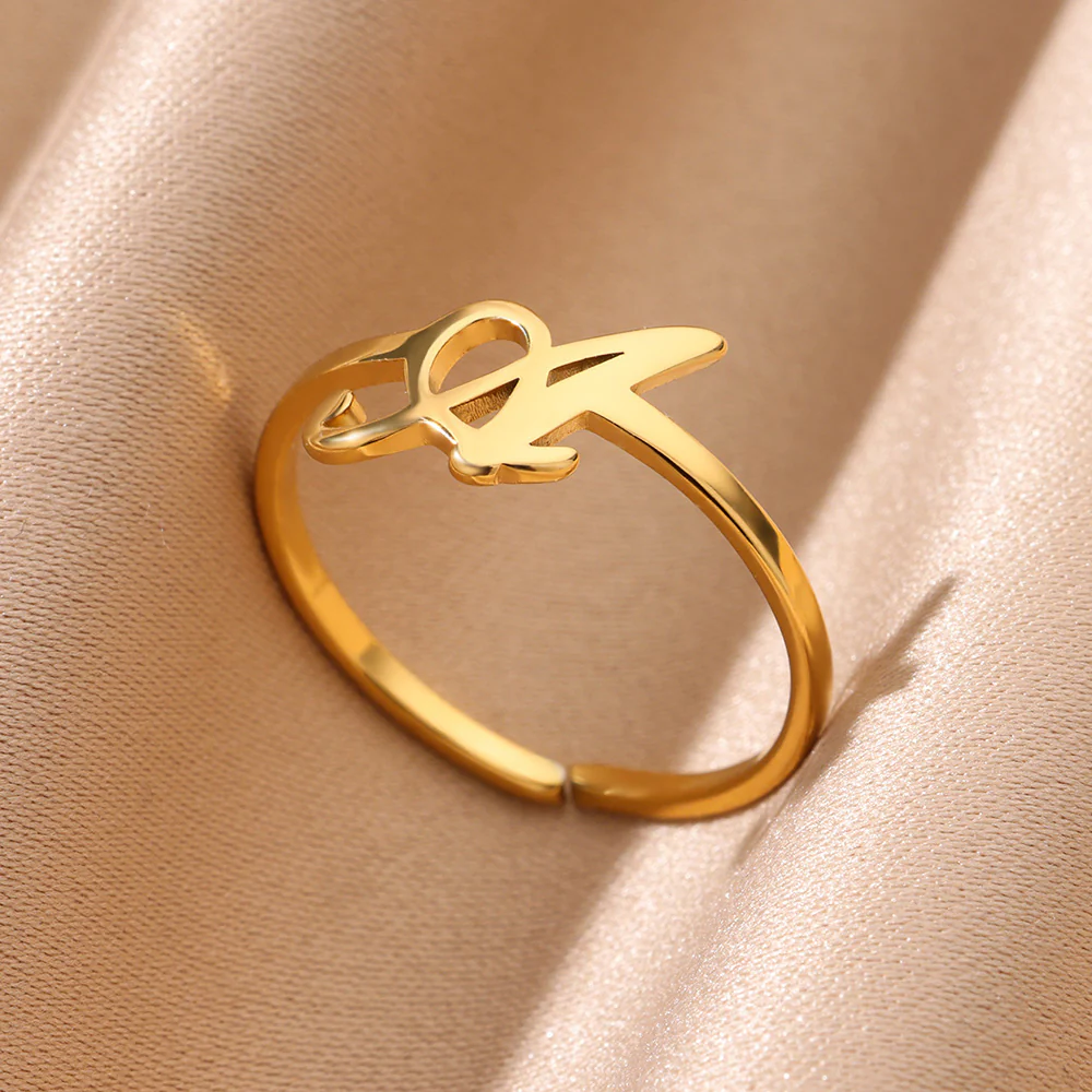 Gold Initial Letter Ring - Image 32
