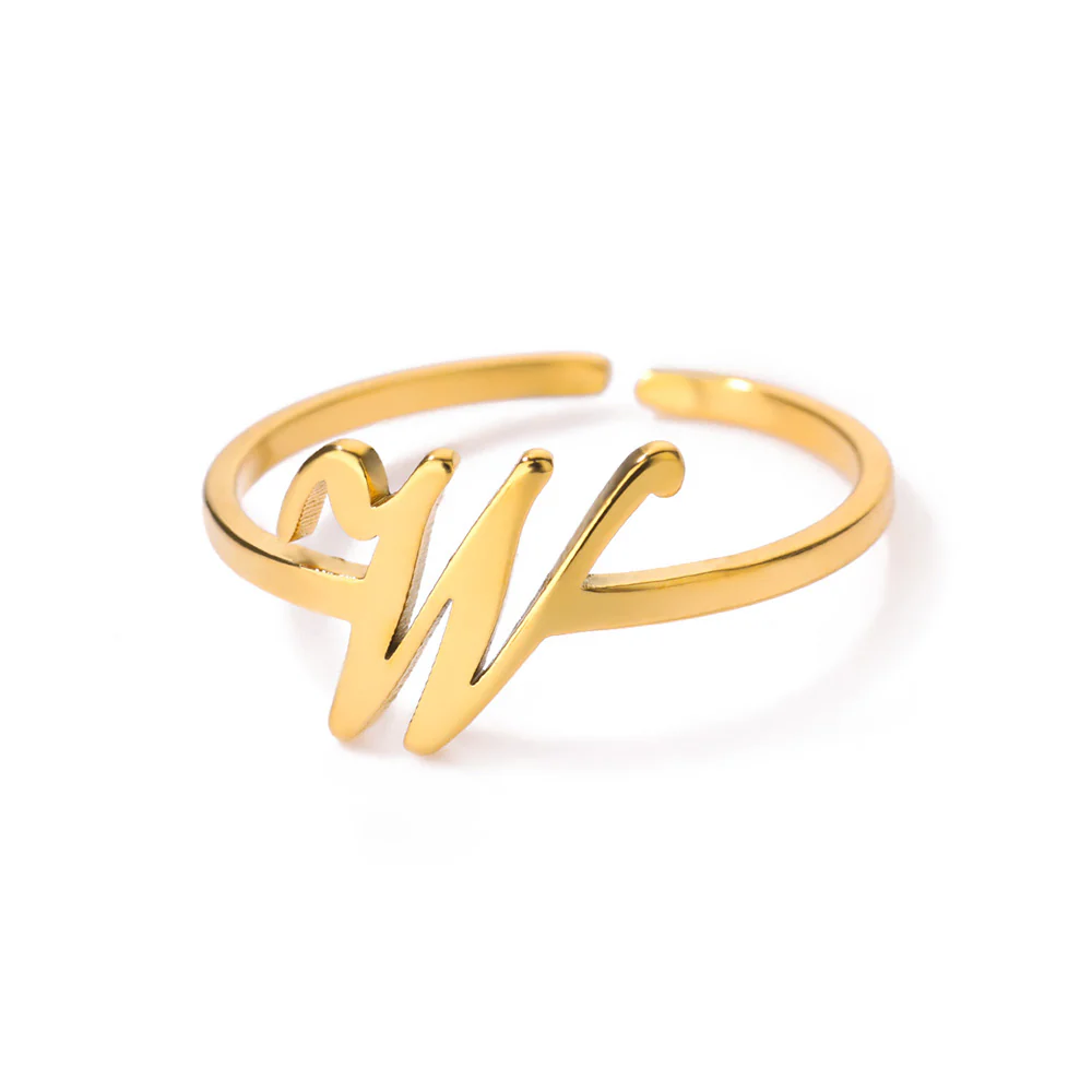 Gold Initial Letter Ring - Image 5