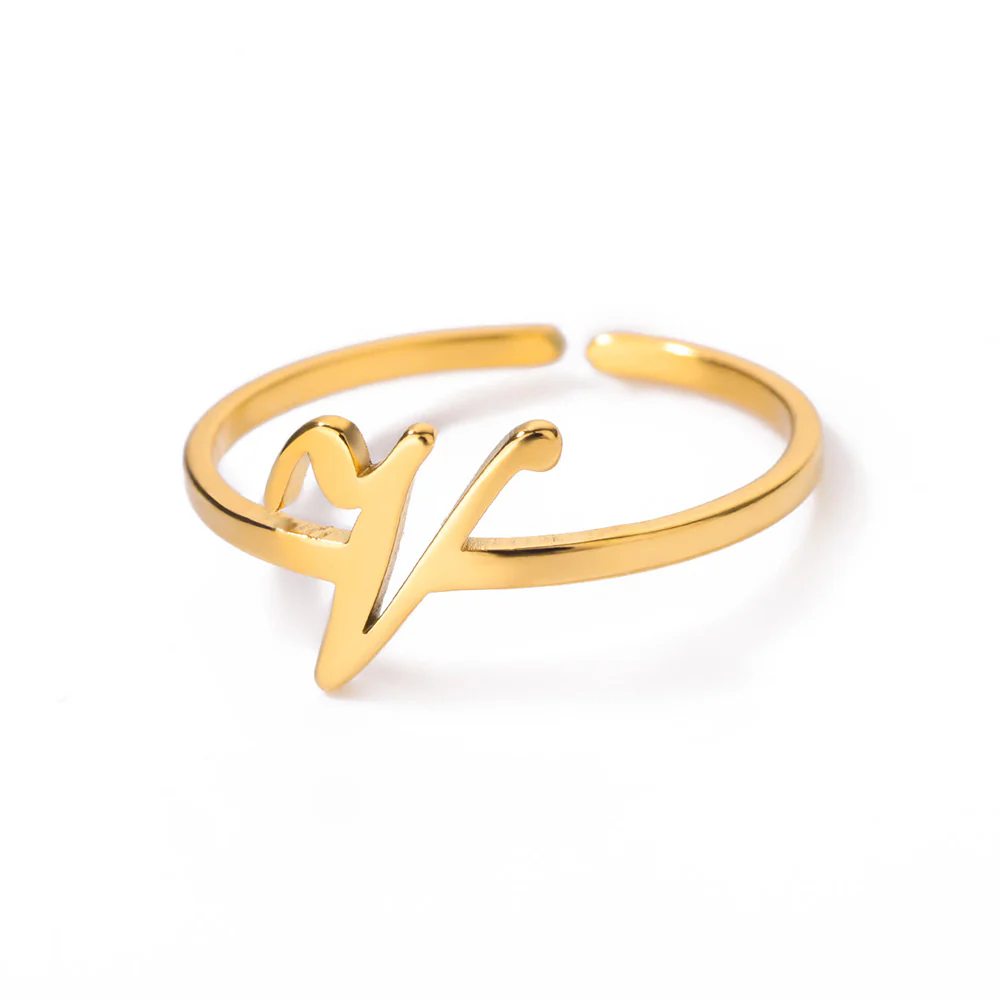 Gold Initial Letter Ring - Image 6