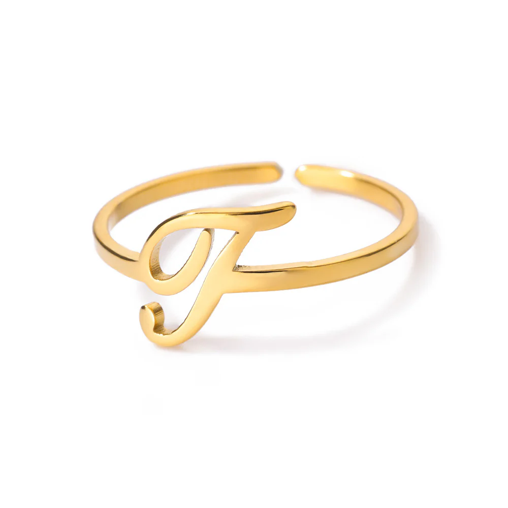Gold Initial Letter Ring - Image 8