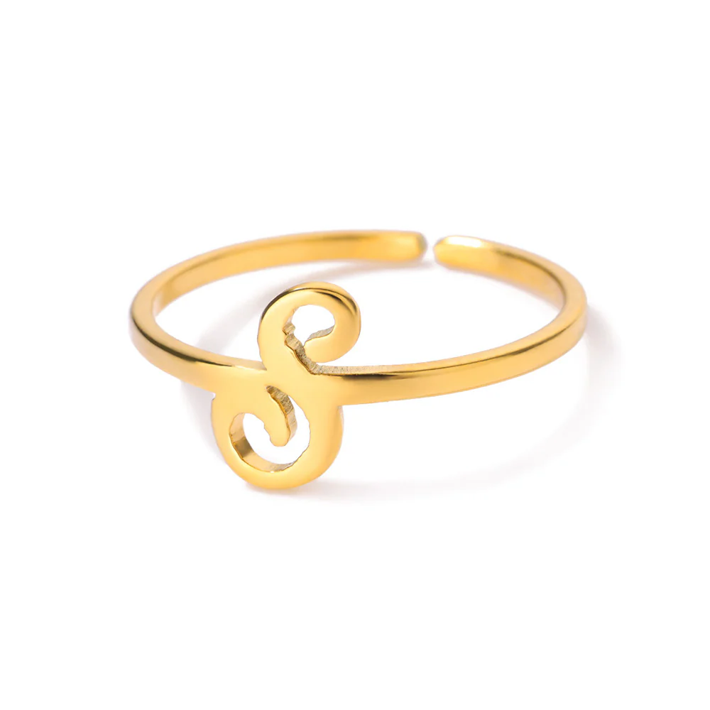 Gold Initial Letter Ring - Image 9