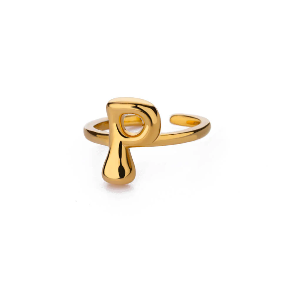 Gold Initial Statement Ring - Image 15
