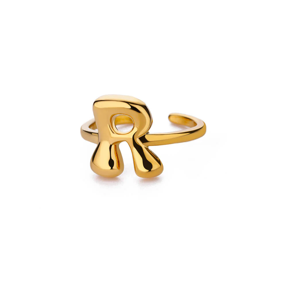 Gold Initial Statement Ring - Image 17