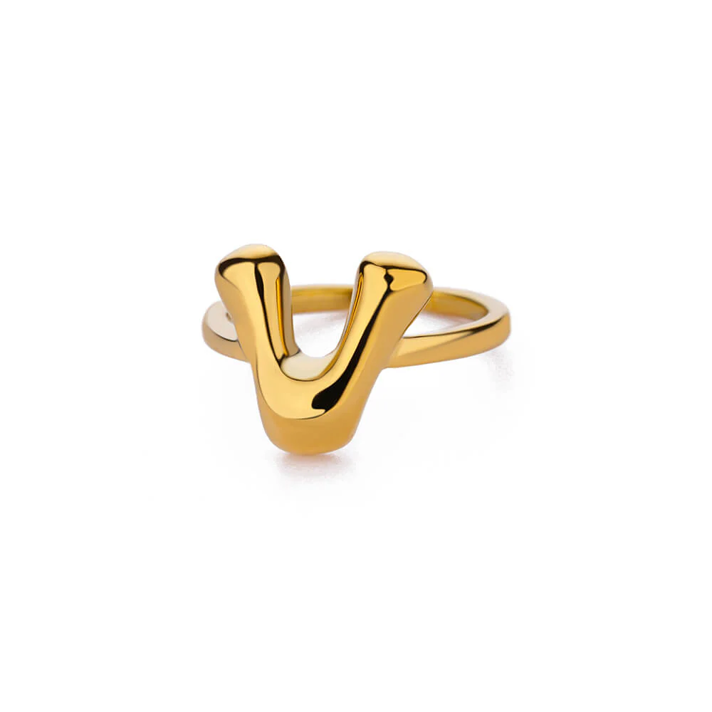 Gold Initial Statement Ring - Image 21