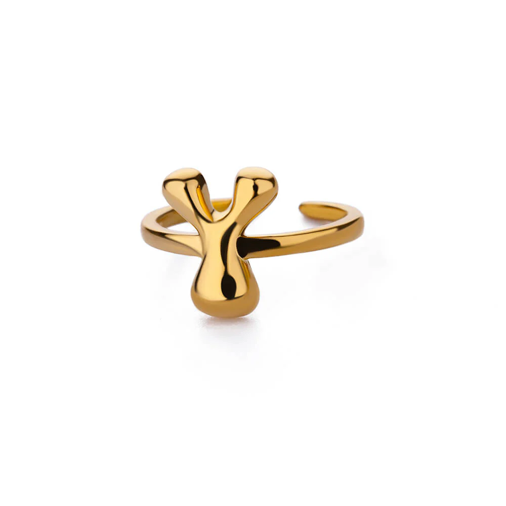 Gold Initial Statement Ring - Image 24