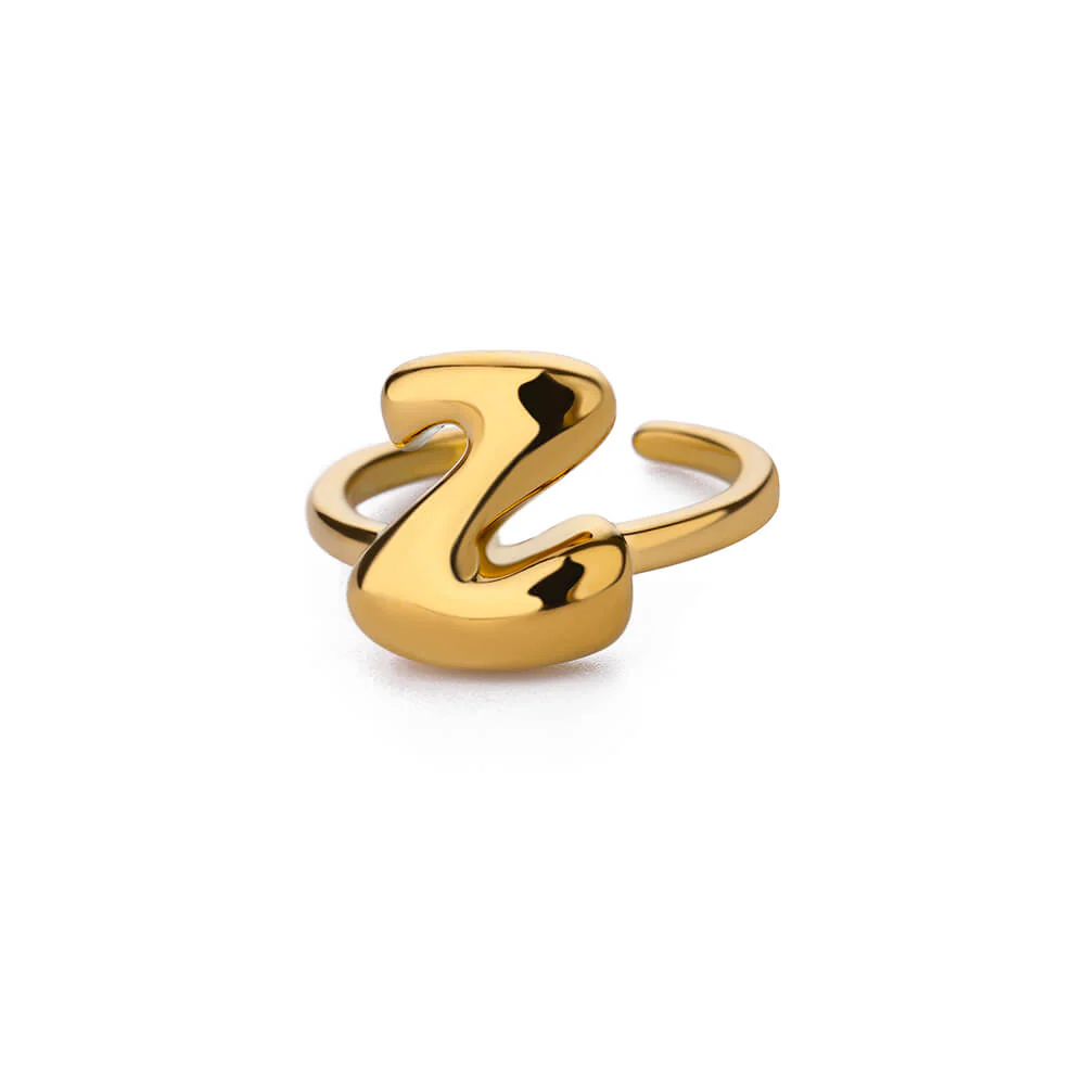 Gold Initial Statement Ring - Image 25