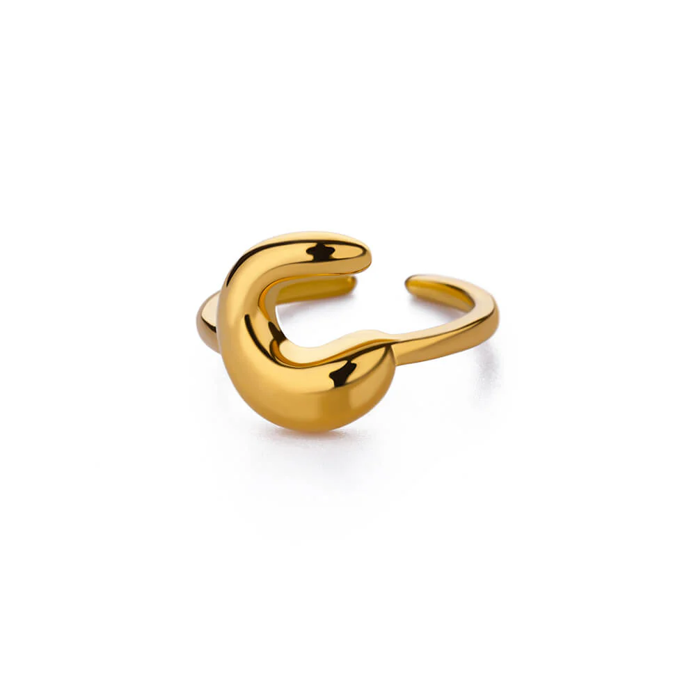 Gold Initial Statement Ring - Image 3